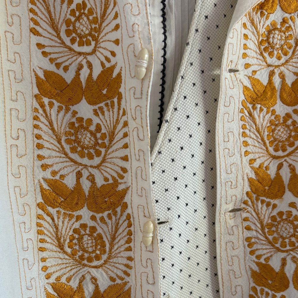 Cream WGold Embroidered. Lng sleeve white dress shirt.3 luxury garments